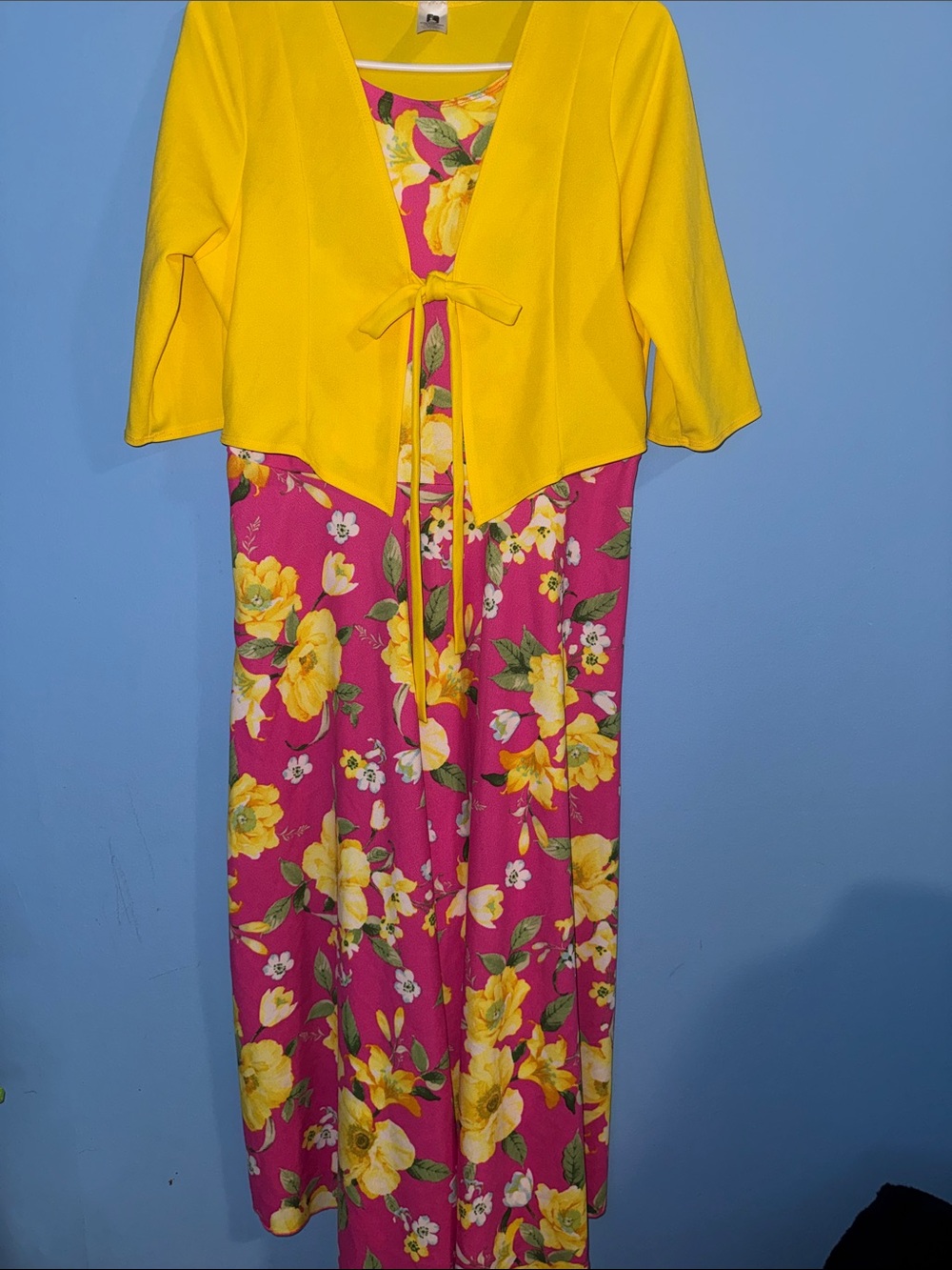 Yellow Bolero with Pink & Yellow Floral Maxi Insert